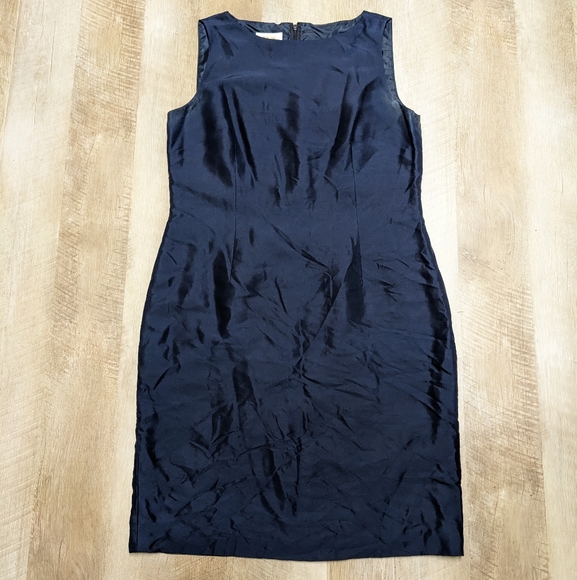 Talbots Navy Blue Pure Silk Sleeveless Dress - Picture 7 of 9